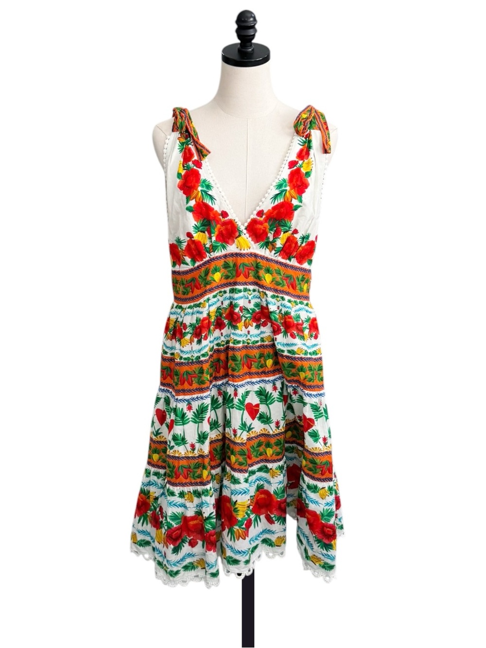 Farm Rio x Anthropologie V-Neck Tiered Mini Dress | LARGE - Picture 5 of 13